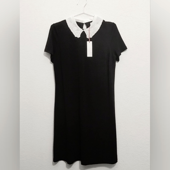 ELLE Wednesday style dress. Size medium.  Black with white collar. - Picture 3 of 6